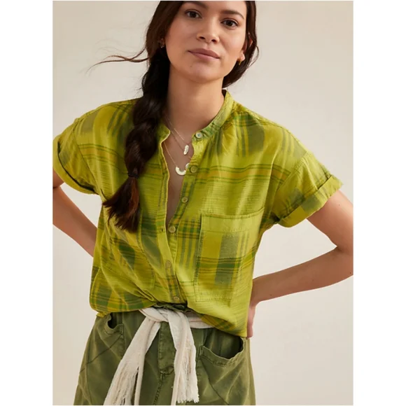 Anthro PILCRO Green Hannah Surf Top, XL - Picture 1 of 10